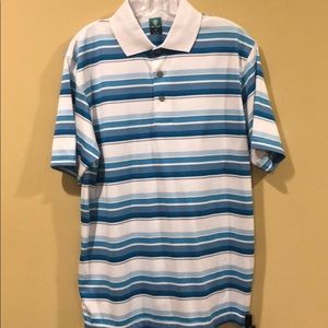 Blue and White Striped Golf Shirt